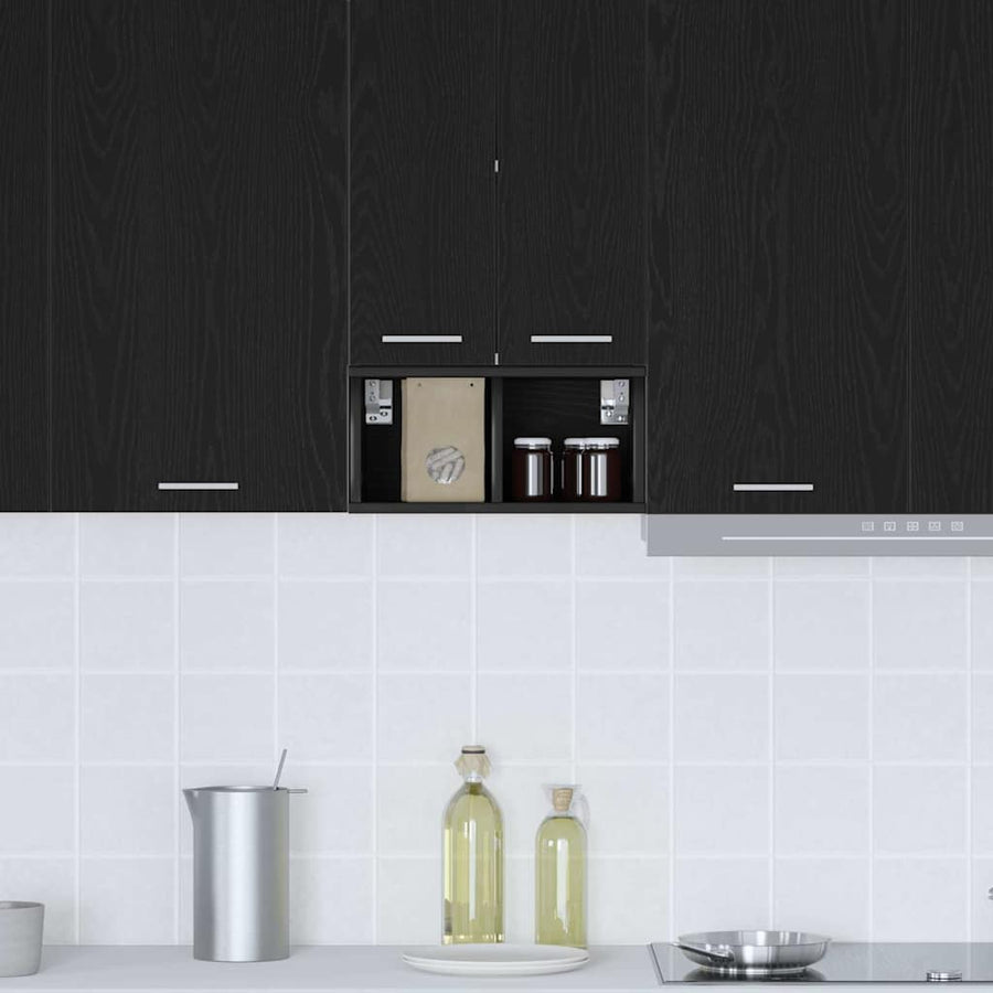 Hangkast Riga Zwart Eiken 20 x 29,5 x 40 cm Bewerkt hout