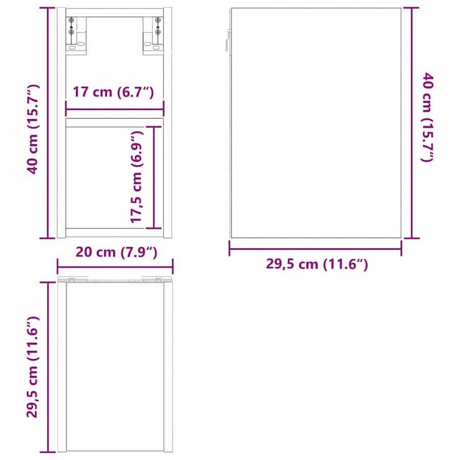 Hangkast Riga Sonoma Eiken 20 x 29,5 x 40 cm Bewerkt hout