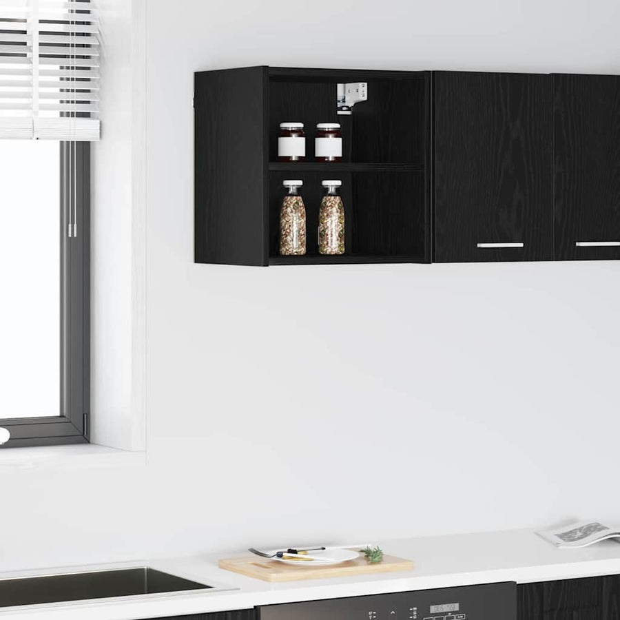 Hangkast Riga Zwart Eiken 40 x 29,5 x 40 cm Bewerkt hout