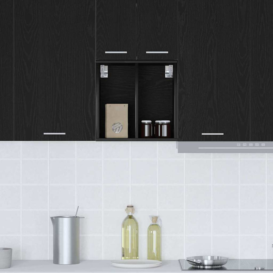 Hangkast Riga Zwart Eiken 40 x 29,5 x 40 cm Bewerkt hout