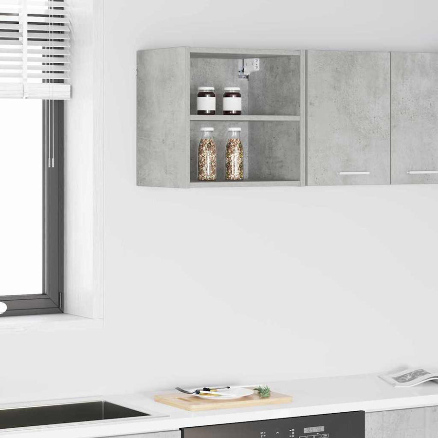 Hangkast Riga Beton Grijs 40 x 29,5 x 40 cm Bewerkt hout