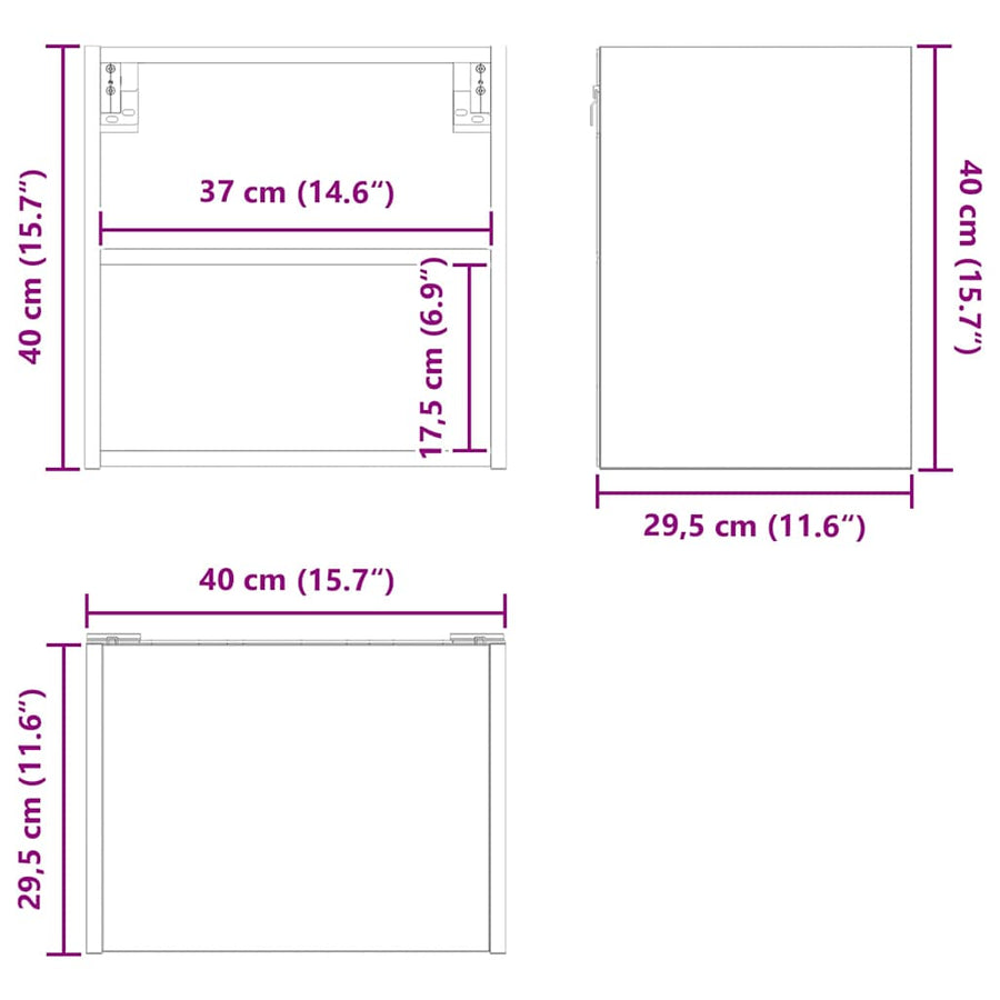 Hangkast Riga Artisan Eiken 40 x 29,5 x 40 cm Bewerkt hout
