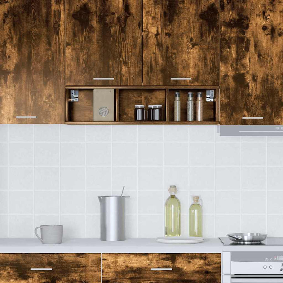 Hangkast Riga Gerookt eiken 20 x 29,5 x 80 cm Bewerkt hout
