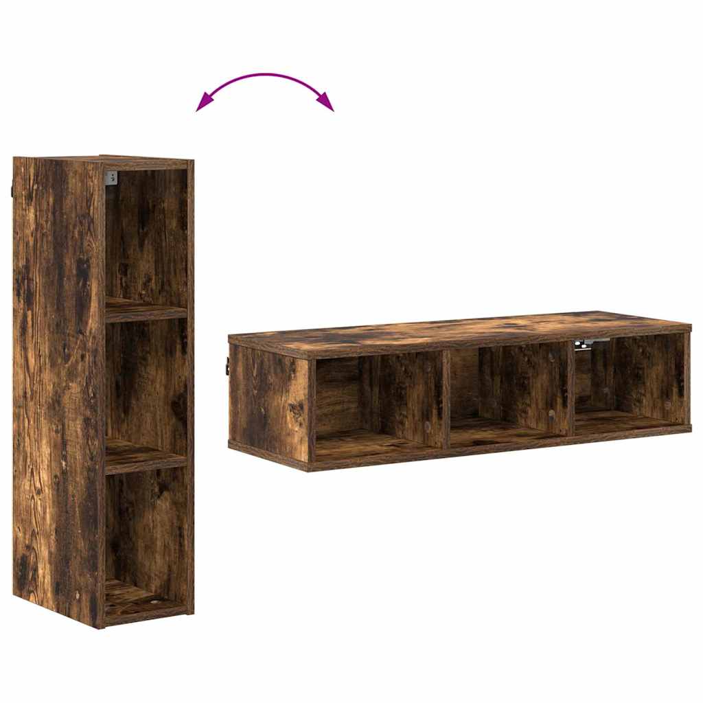 Hangkast Riga Gerookt eiken 20 x 29,5 x 80 cm Bewerkt hout