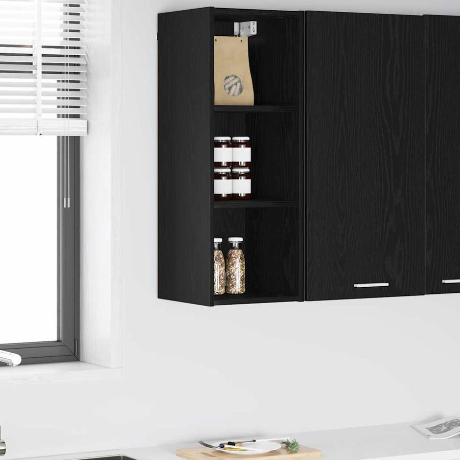 Hangkast Riga Zwart Eiken 30 x 29,5 x 80 cm Bewerkt hout
