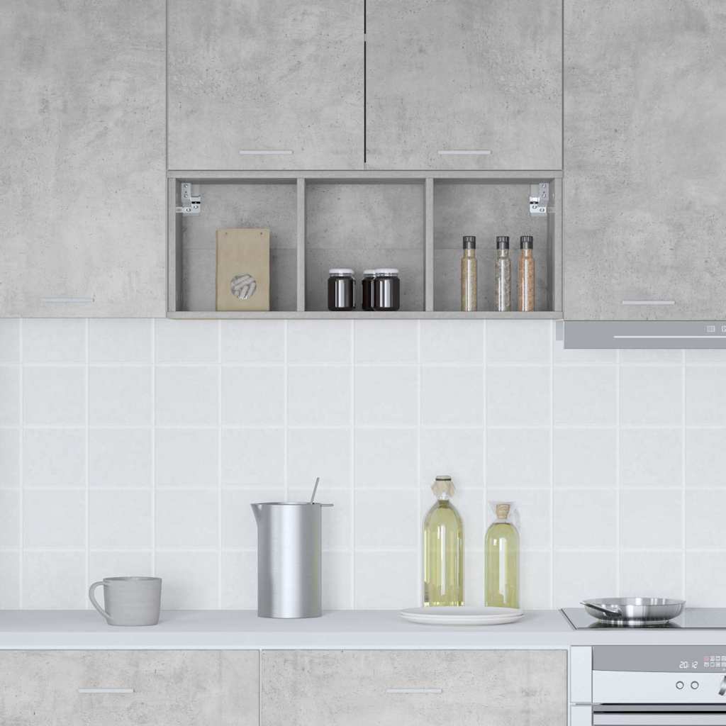 Hangkast Riga Beton Grijs 30 x 29,5 x 80 cm Bewerkt hout