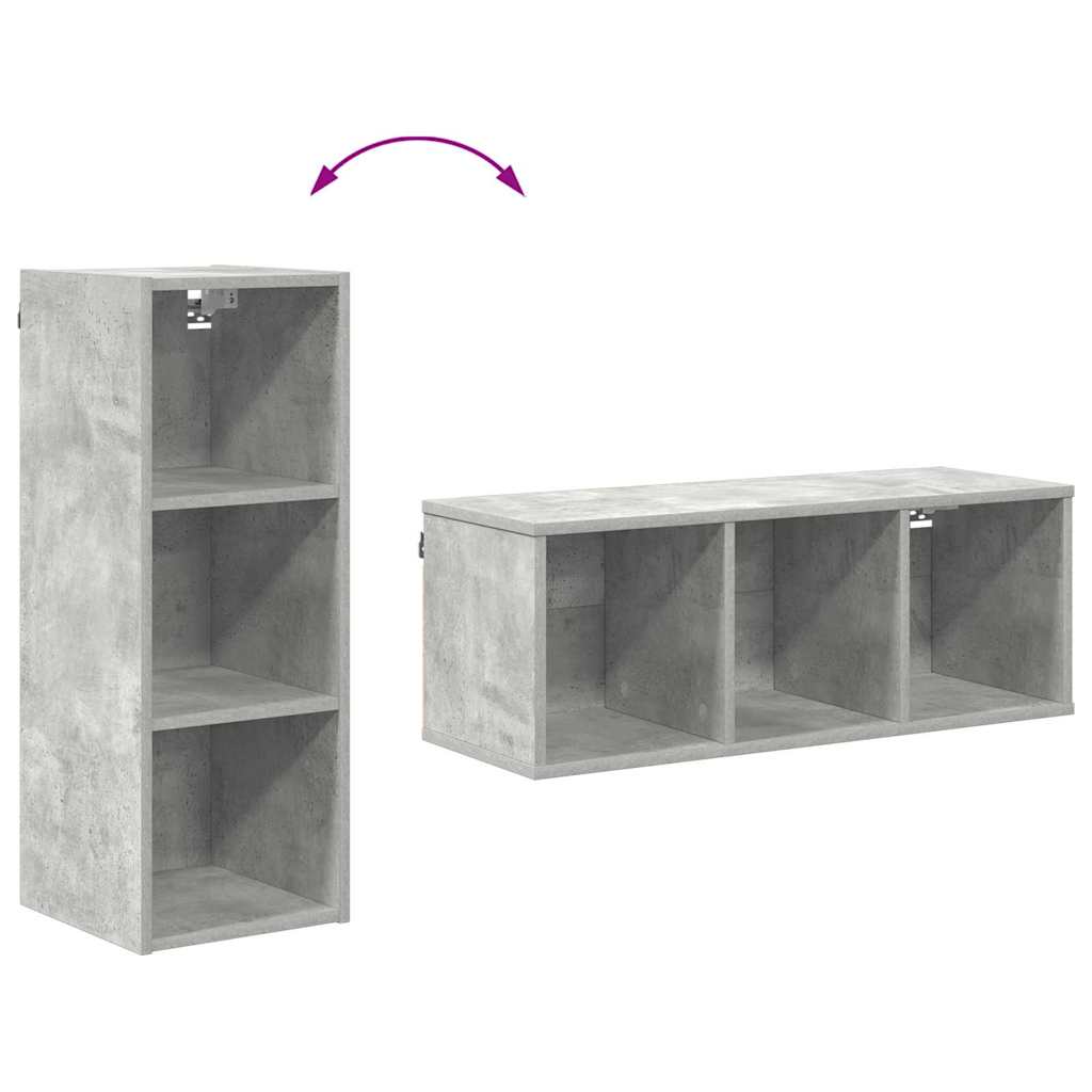 Hangkast Riga Beton Grijs 30 x 29,5 x 80 cm Bewerkt hout