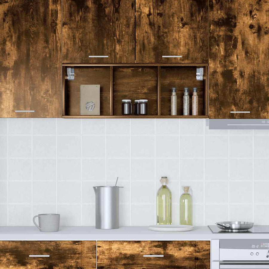 Hangkast Riga Gerookt eiken 30 x 29,5 x 80 cm Bewerkt hout
