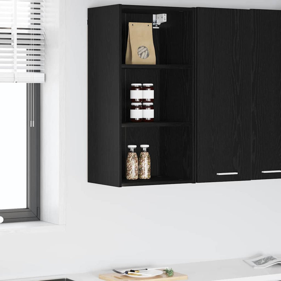 Hangkast Riga Zwart Eiken 40 x 29,5 x 80 cm Bewerkt hout