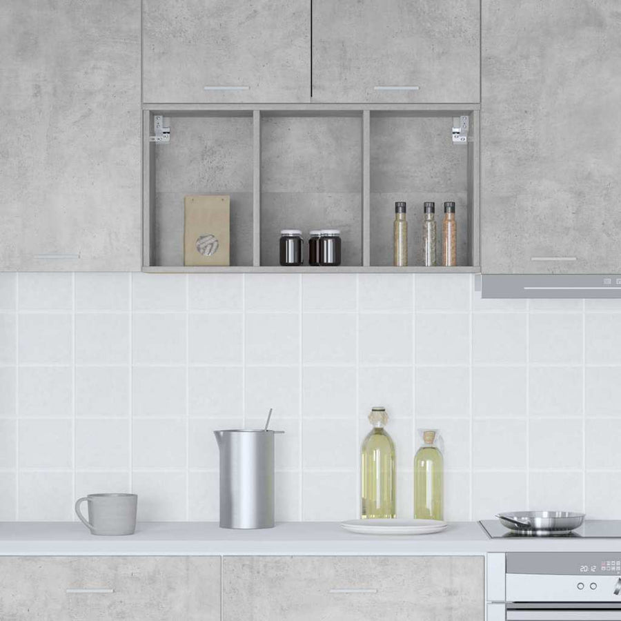 Hangkast Riga Beton Grijs 40 x 29,5 x 80 cm Bewerkt hout