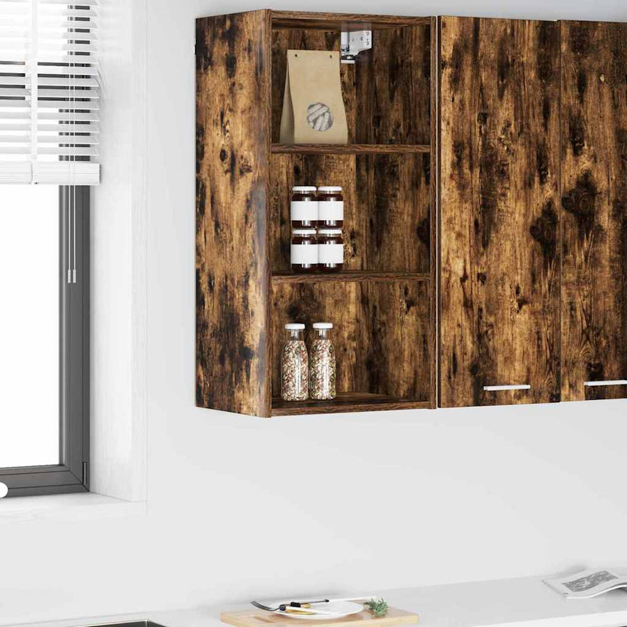 Hangkast Riga Gerookt eiken 40 x 29,5 x 80 cm Bewerkt hout