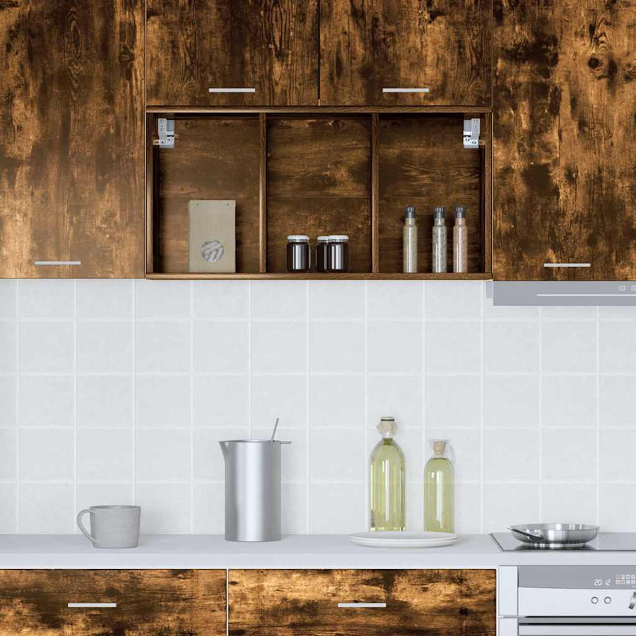 Hangkast Riga Gerookt eiken 40 x 29,5 x 80 cm Bewerkt hout