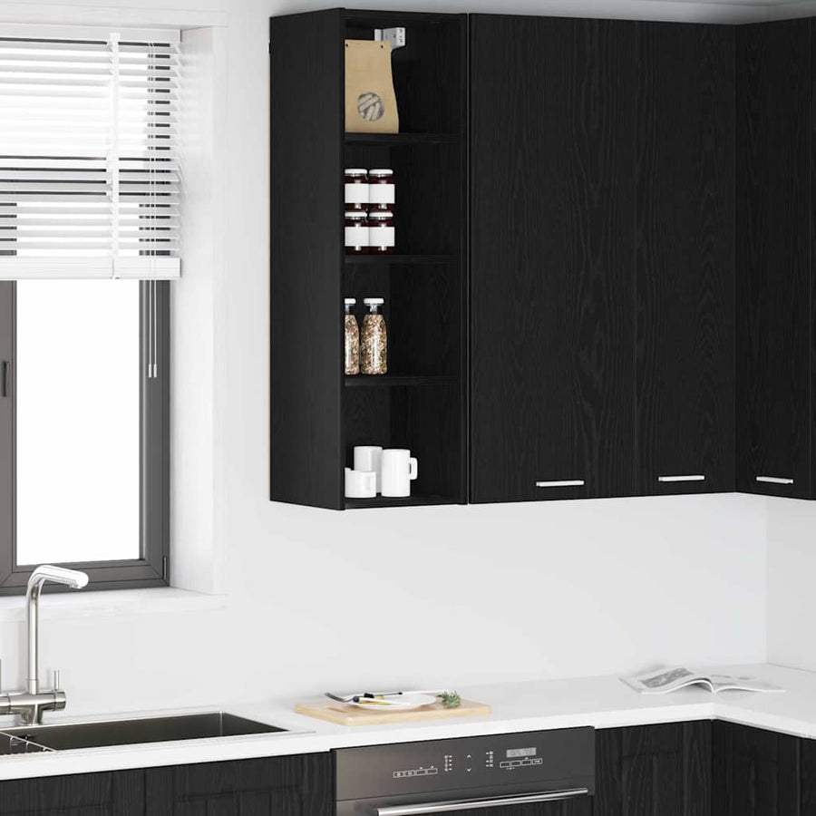 Hangkast Riga Zwart Eiken 30 x 29,5 x 100 cm Bewerkt hout