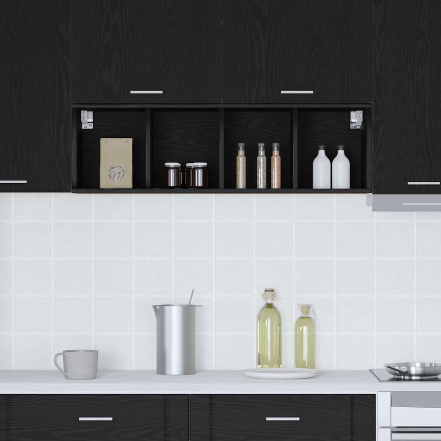 Hangkast Riga Zwart Eiken 30 x 29,5 x 100 cm Bewerkt hout