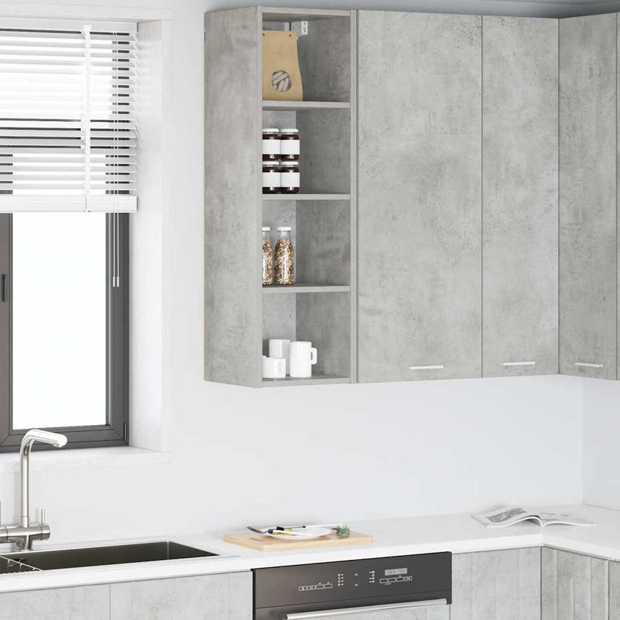 Hangkast Riga Beton Grijs 30 x 29,5 x 100 cm Bewerkt hout