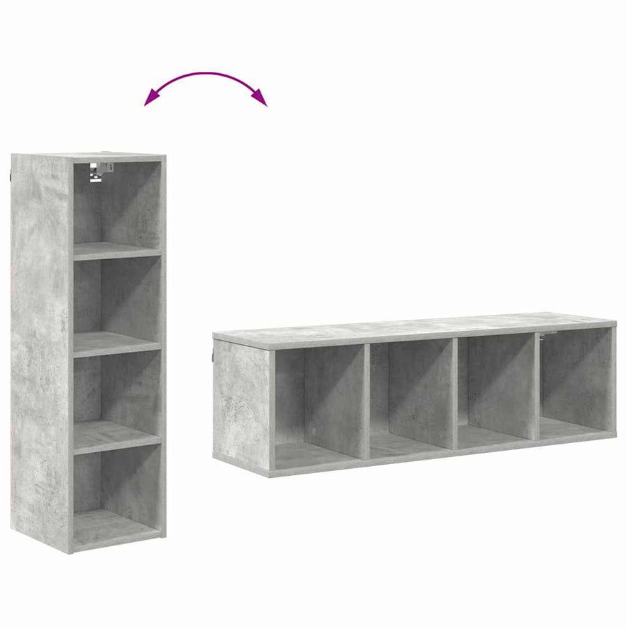 Hangkast Riga Beton Grijs 30 x 29,5 x 100 cm Bewerkt hout
