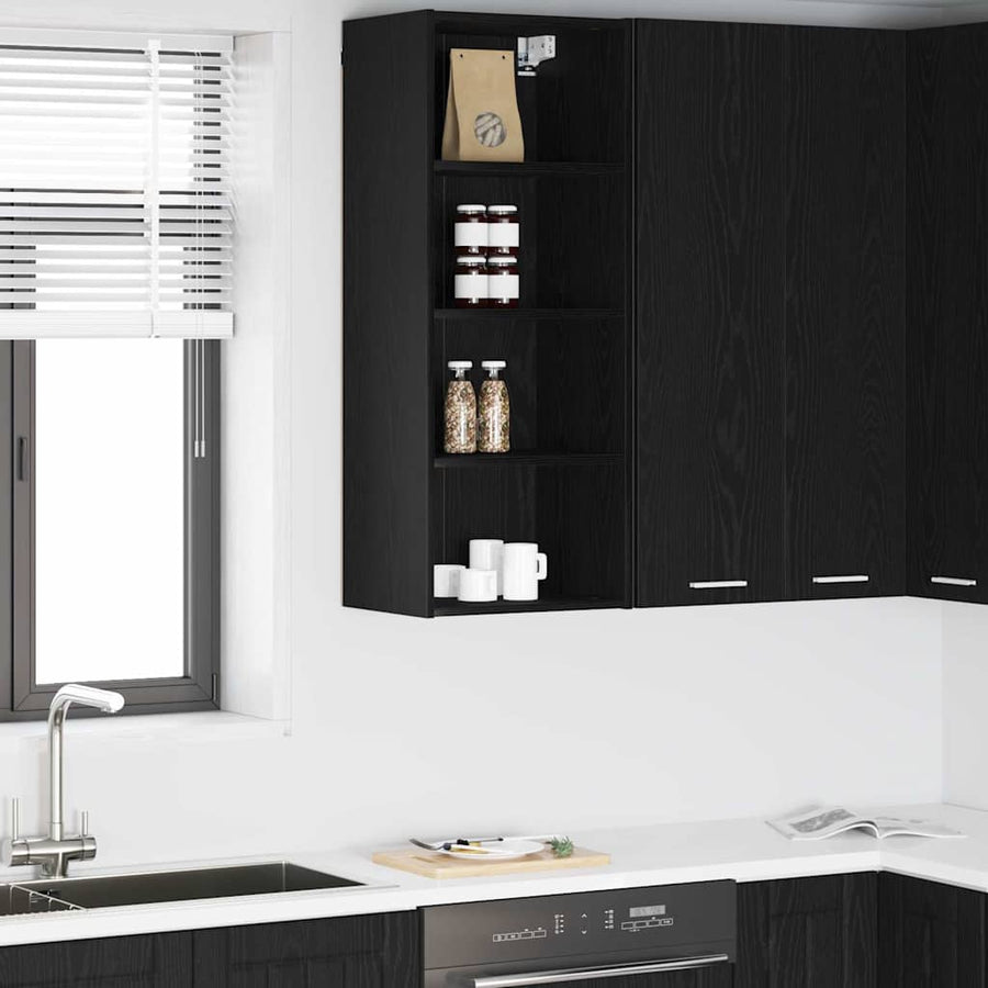 Hangkast Riga Zwart Eiken 40 x 29,5 x 100 cm Bewerkt hout
