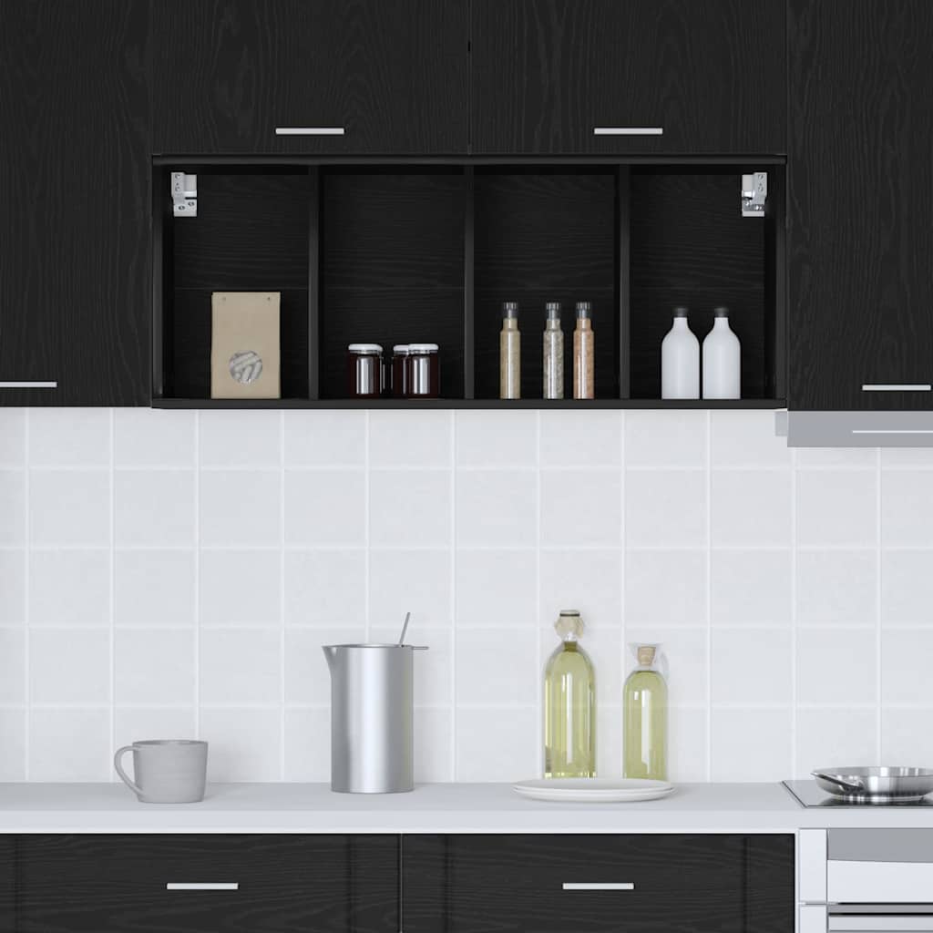 Hangkast Riga Zwart Eiken 40 x 29,5 x 100 cm Bewerkt hout
