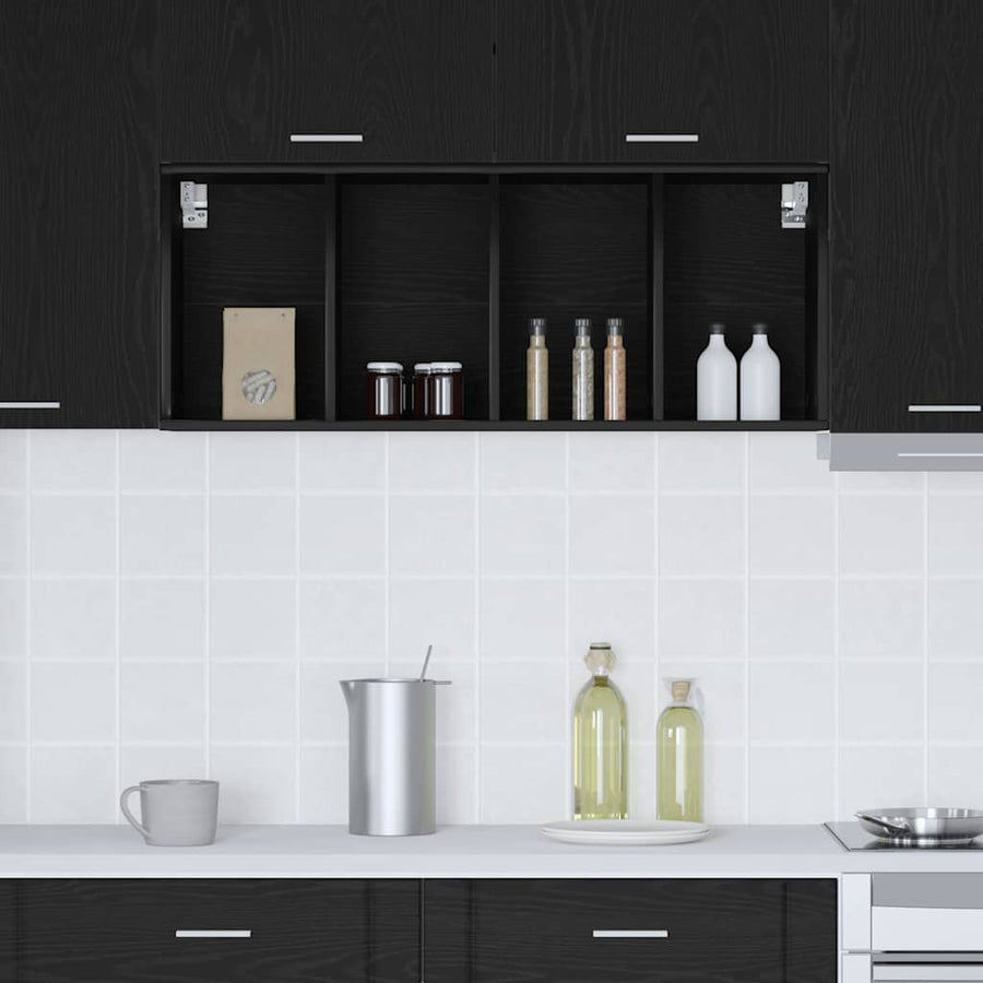Hangkast Riga Zwart Eiken 40 x 29,5 x 100 cm Bewerkt hout