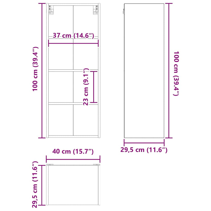 Hangkast Riga Sonoma Eiken 40 x 29,5 x 100 cm Bewerkt hout