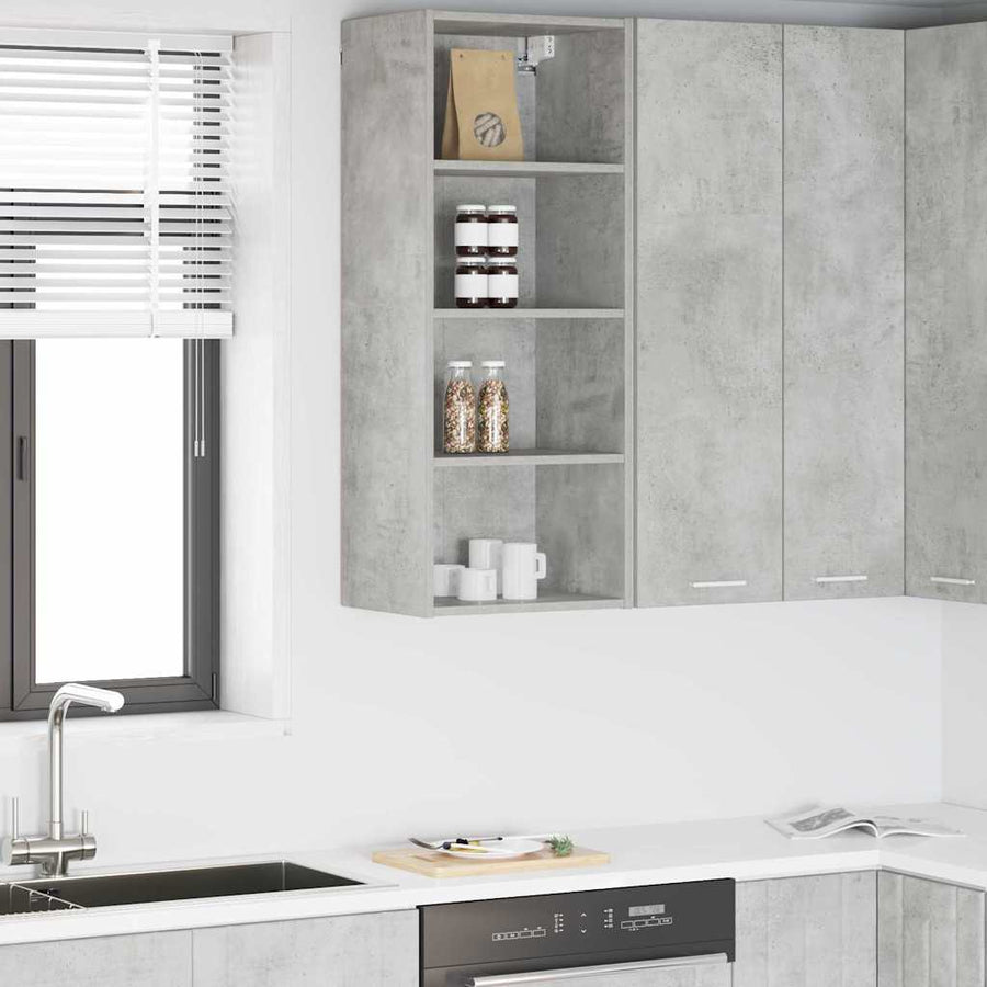 Hangkast Riga Beton Grijs 40 x 29,5 x 100 cm Bewerkt hout