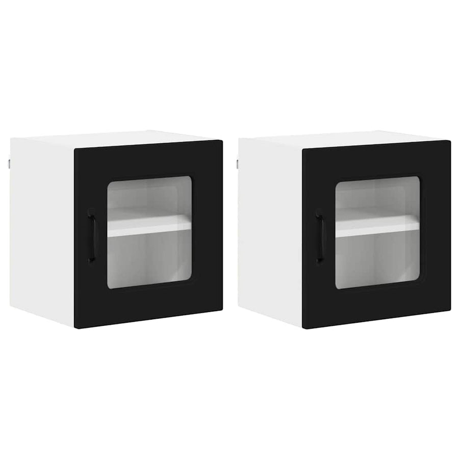 Keukenkast aan de muur 2 pcs Zwart 40 x 31 x 40 cm Bewerkt hout