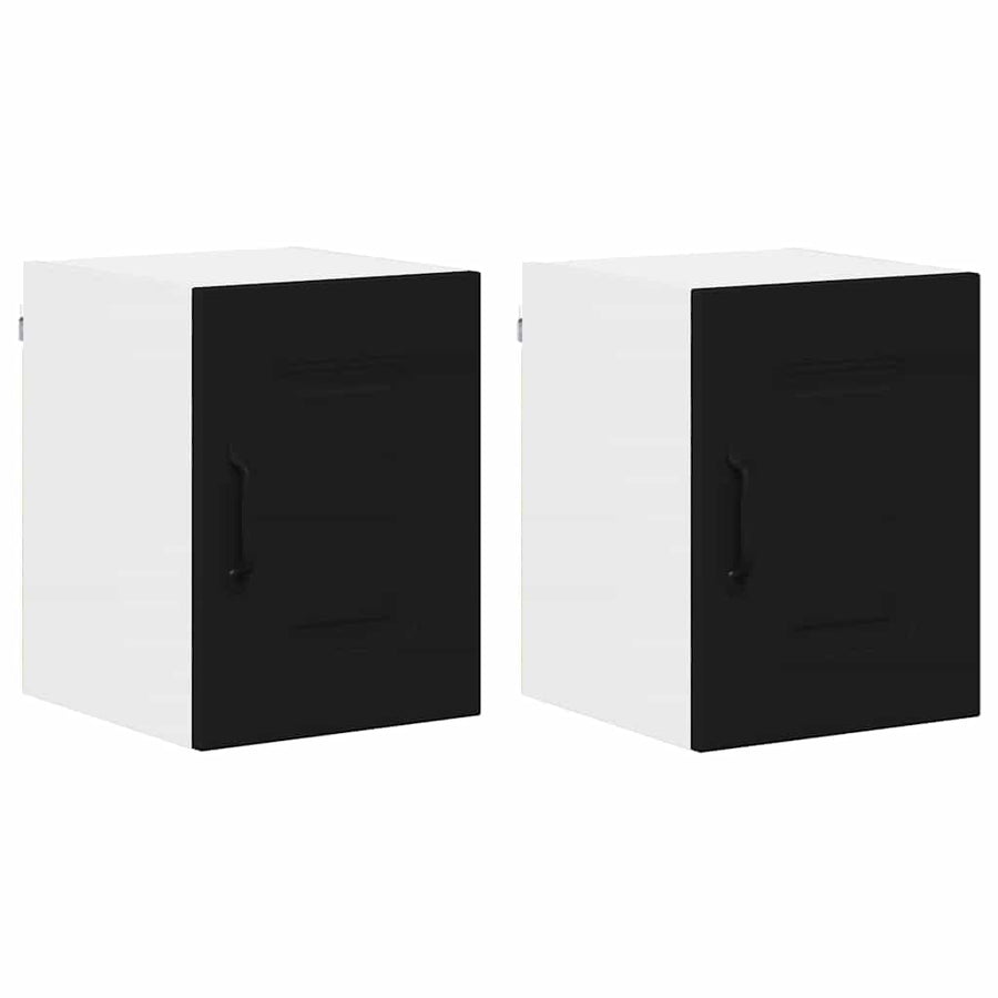 Keukenkast aan de muur 2 pcs Zwart 30 x 31 x 40 cm Bewerkt hout