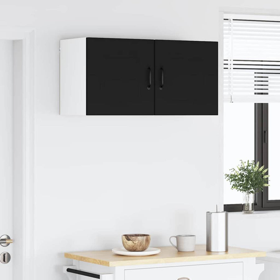 Keukenkast aan de muur 2 pcs Zwart 40 x 31 x 40 cm Bewerkt hout