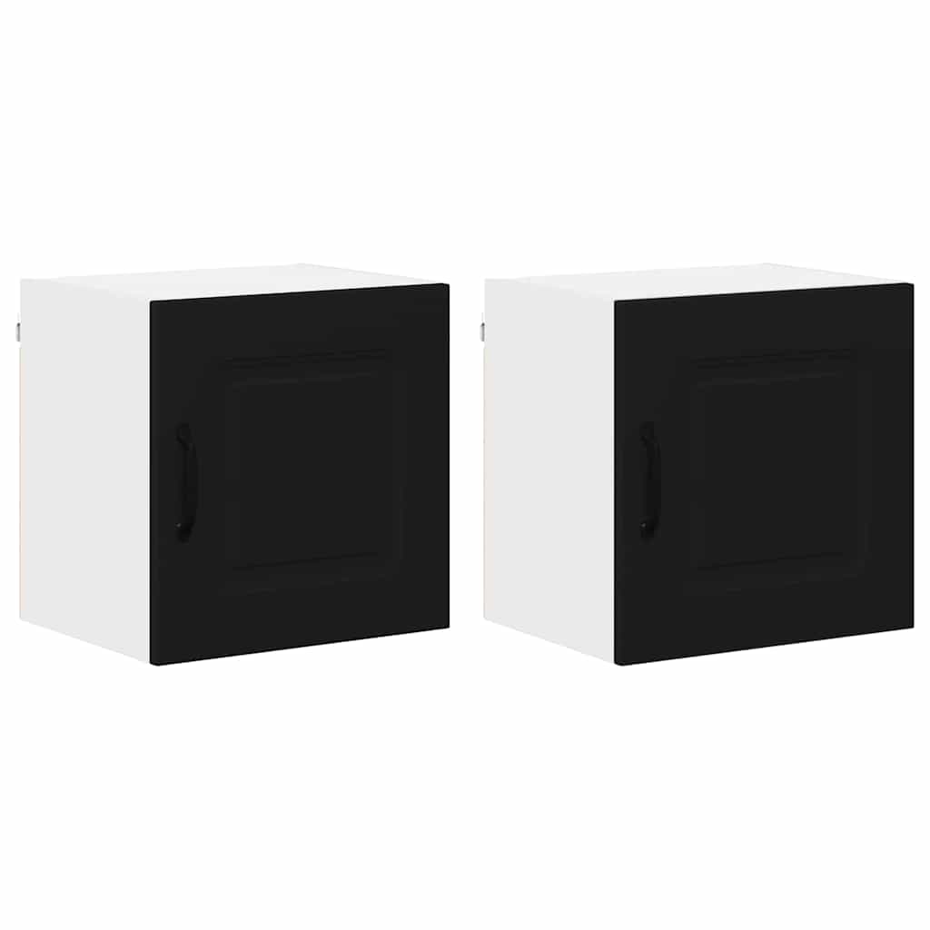 Keukenkast aan de muur 2 pcs Zwart 40 x 31 x 40 cm Bewerkt hout