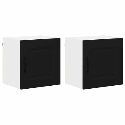 Keukenkast aan de muur 2 pcs Zwart 40 x 31 x 40 cm Bewerkt hout
