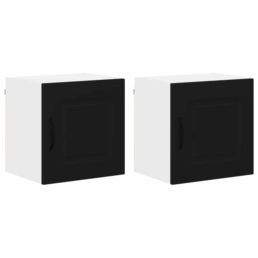 Keukenkast aan de muur 2 pcs Zwart 40 x 31 x 40 cm Bewerkt hout