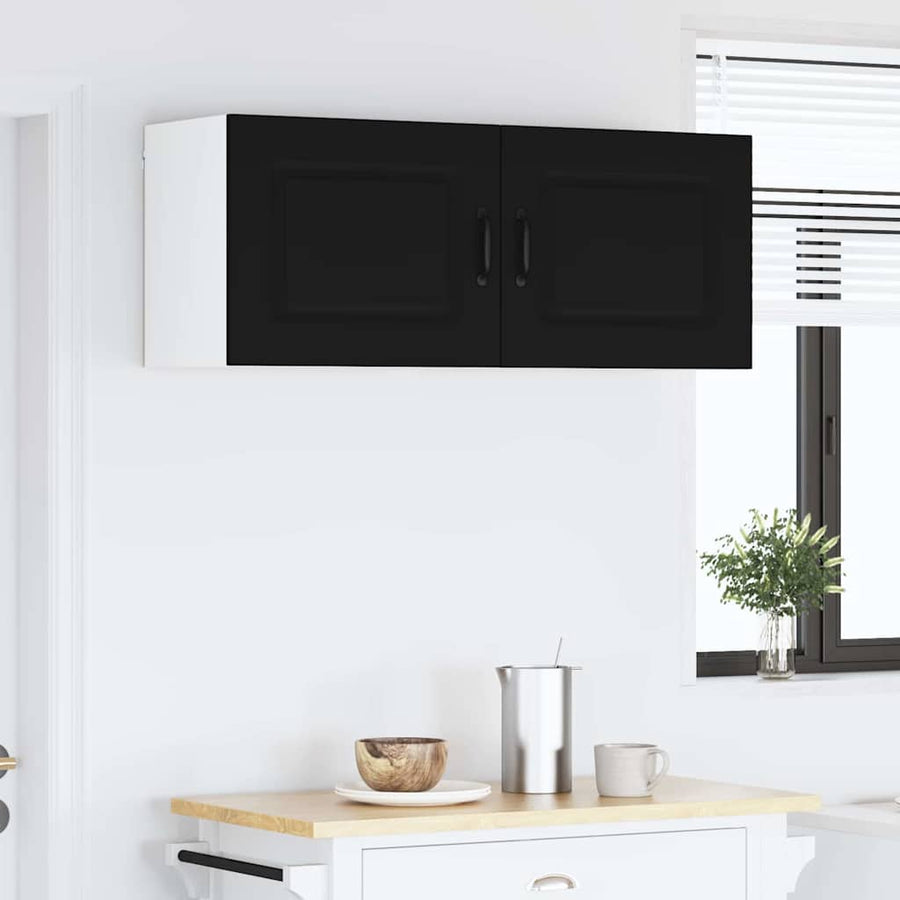 Keukenkast aan de muur 2 pcs Zwart 50 x 31 x 40 cm Bewerkt hout
