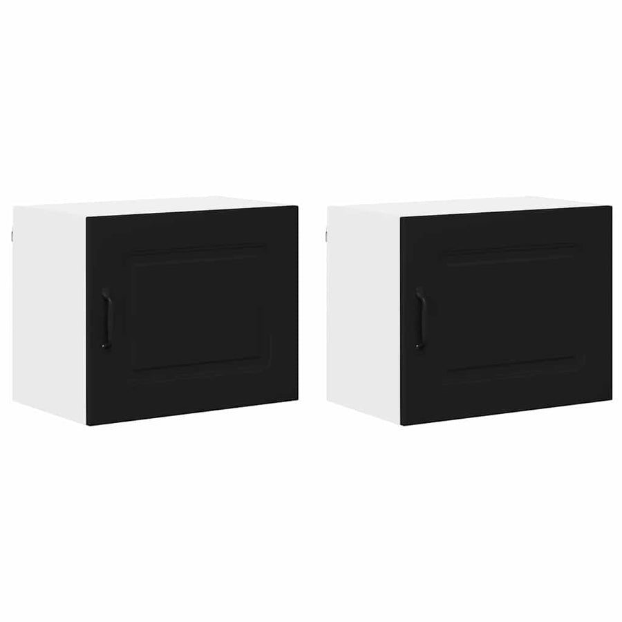 Keukenkast aan de muur 2 pcs Zwart 50 x 31 x 40 cm Bewerkt hout