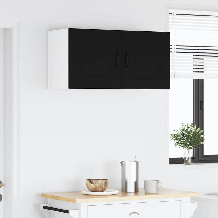 Keukenkast aan de muur Zwart 80 x 31 x 40 cm Bewerkt hout