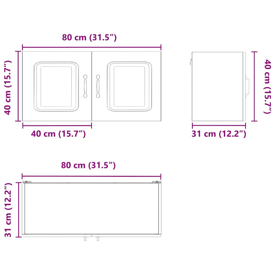 Keukenkast aan de muur met plank Grijs Sonoma 80 x 31 x 40 cm