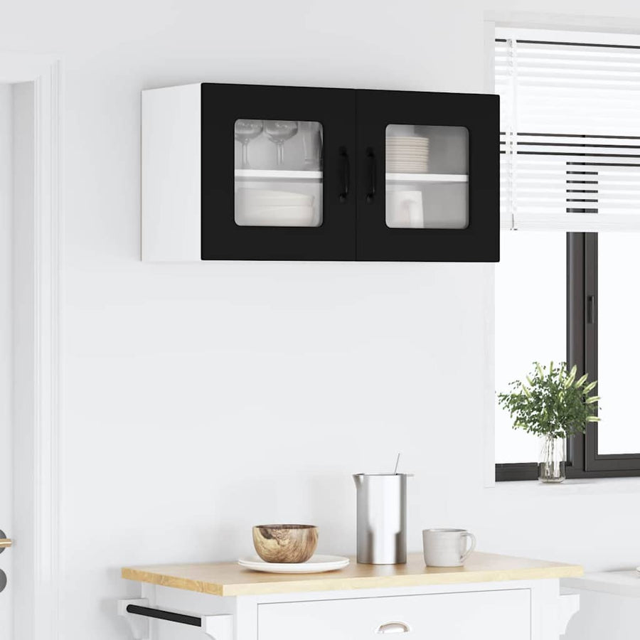 Keukenkast aan de muur Zwart 80 x 31 x 40 cm Bewerkt hout
