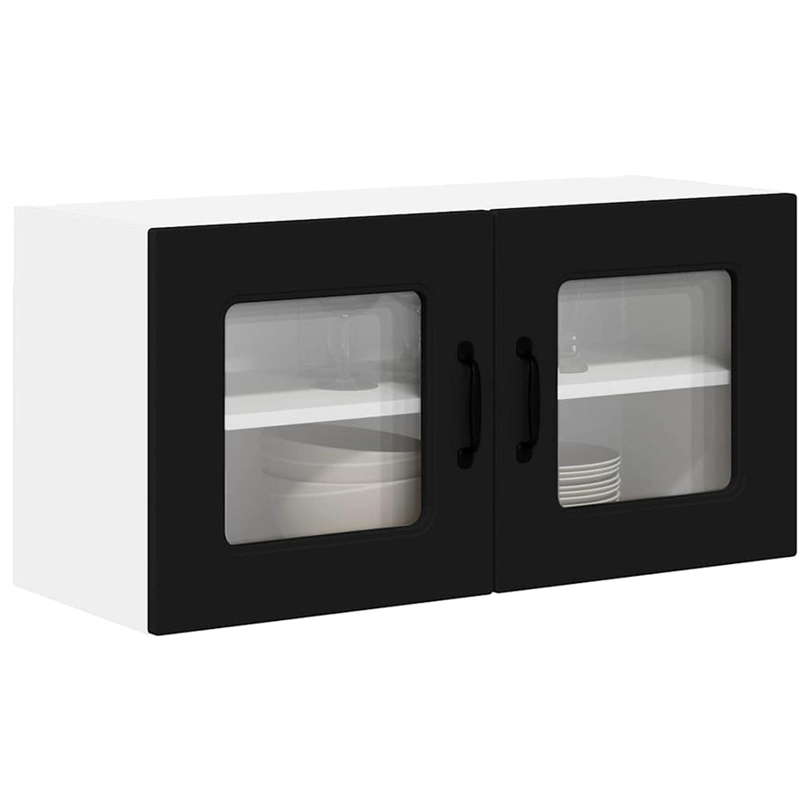 Keukenkast aan de muur Zwart 80 x 31 x 40 cm Bewerkt hout