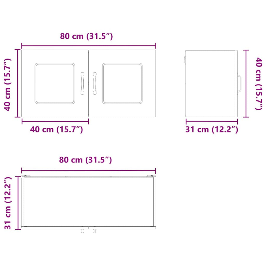 Keukenkast aan de muur met plank Grijs Sonoma 80 x 31 x 40 cm
