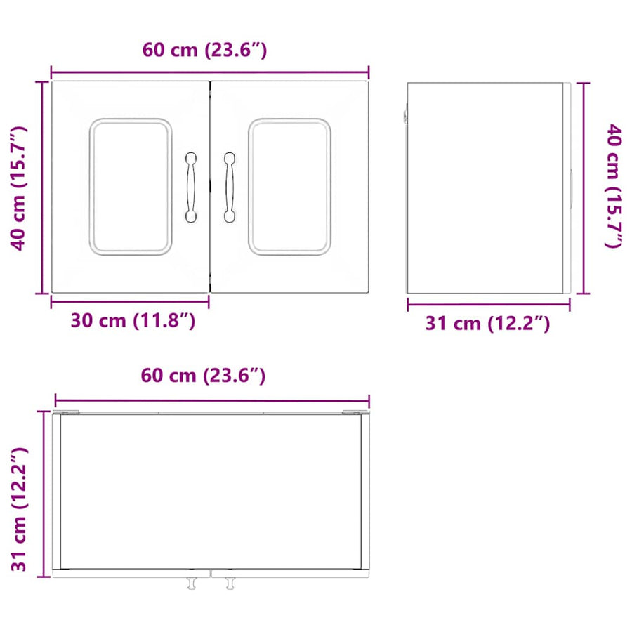 Keukenkast aan de muur Wit 60 x 31 x 40 cm Bewerkt hout