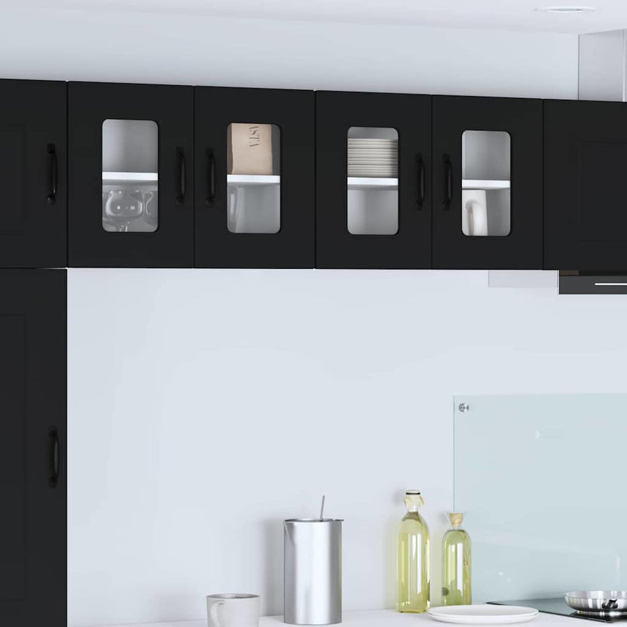 Keukenkast aan de muur 2 pcs Zwart 60 x 31 x 40 cm Bewerkt hout