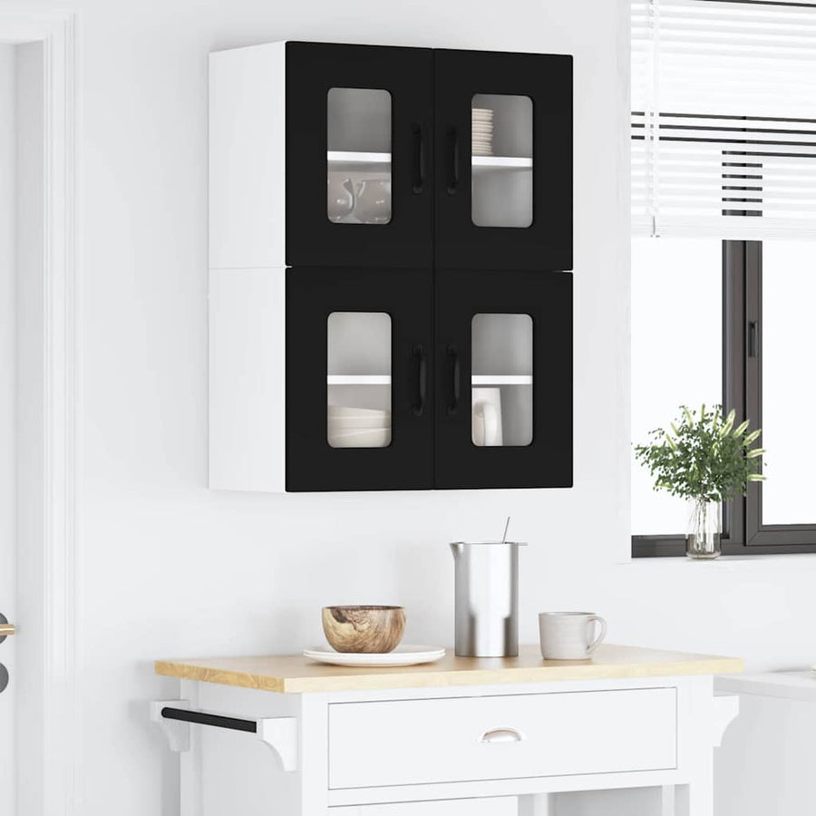 Keukenkast aan de muur 2 pcs Zwart 60 x 31 x 40 cm Bewerkt hout
