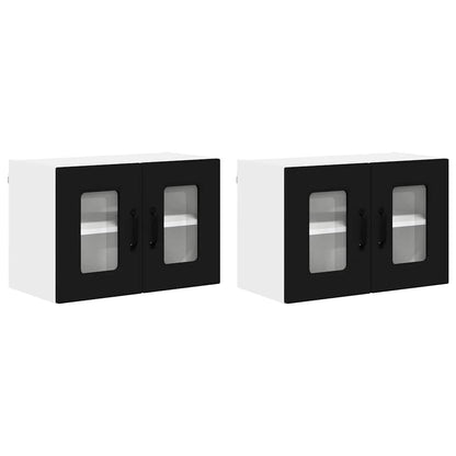 Keukenkast aan de muur 2 pcs Zwart 60 x 31 x 40 cm Bewerkt hout