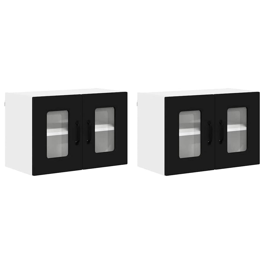 Keukenkast aan de muur 2 pcs Zwart 60 x 31 x 40 cm Bewerkt hout
