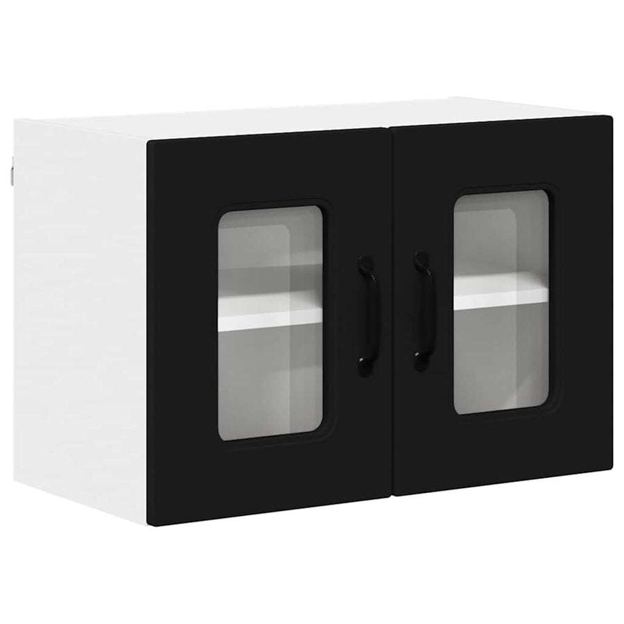 Keukenkast aan de muur 2 pcs Zwart 60 x 31 x 40 cm Bewerkt hout