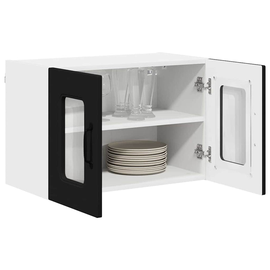 Keukenkast aan de muur 2 pcs Zwart 60 x 31 x 40 cm Bewerkt hout