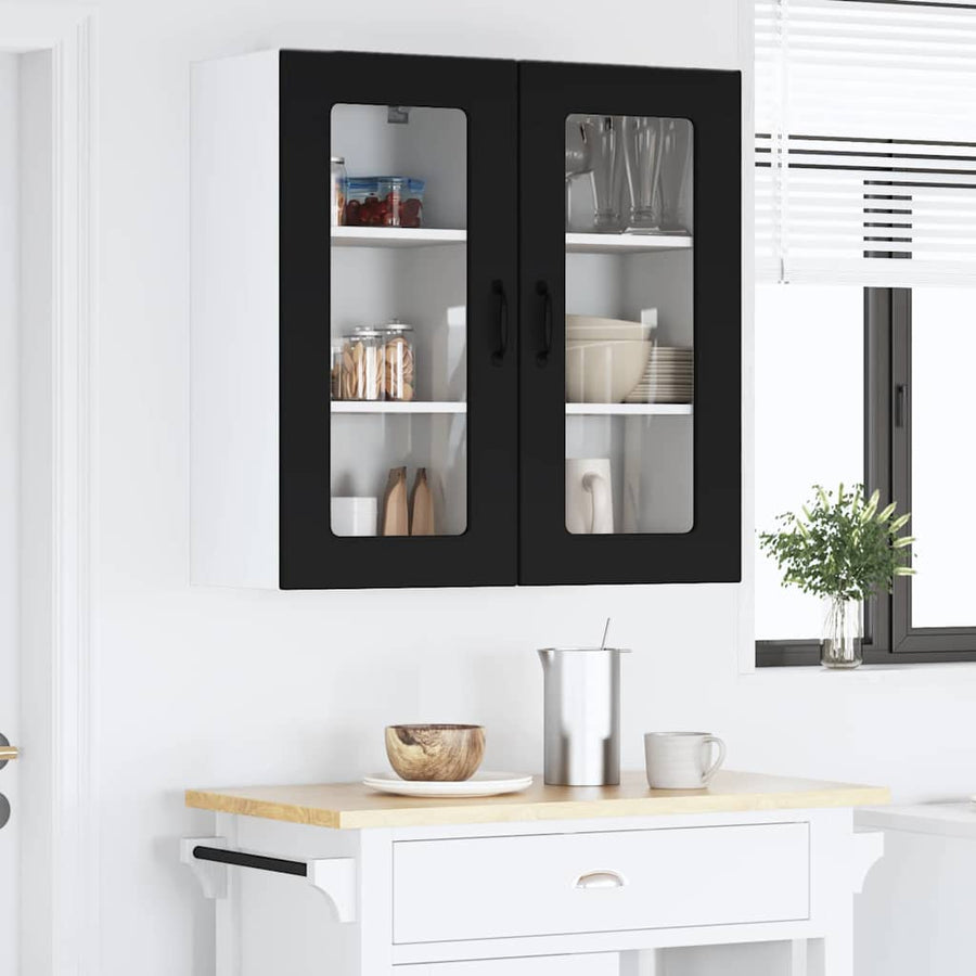 Keukenkast aan de muur 2 pcs Zwart 40 x 31 x 80 cm Bewerkt hout