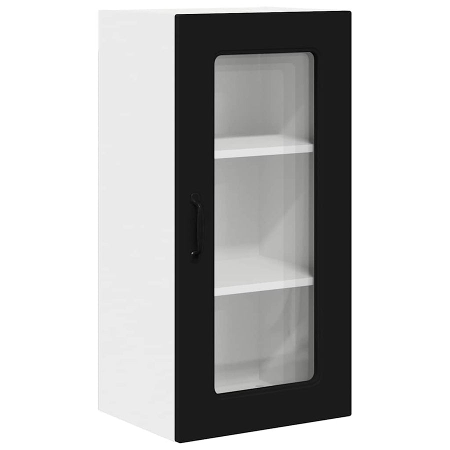 Keukenkast aan de muur 2 pcs Zwart 40 x 31 x 80 cm Bewerkt hout