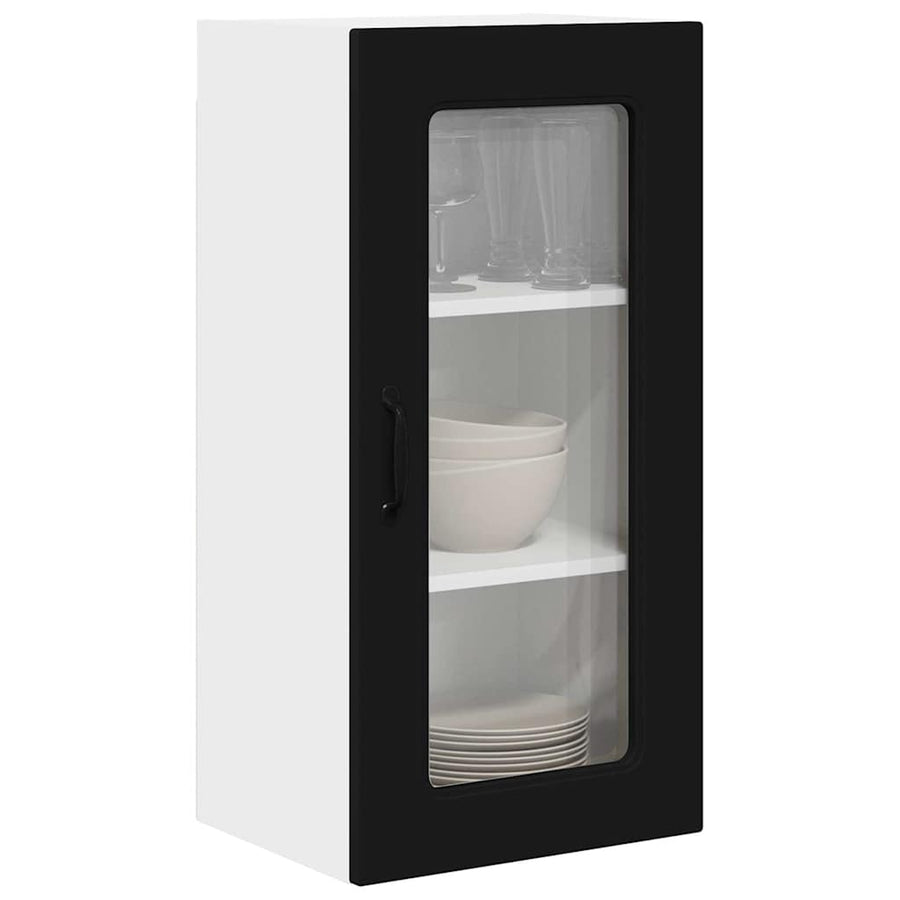 Keukenkast aan de muur 2 pcs Zwart 40 x 31 x 80 cm Bewerkt hout