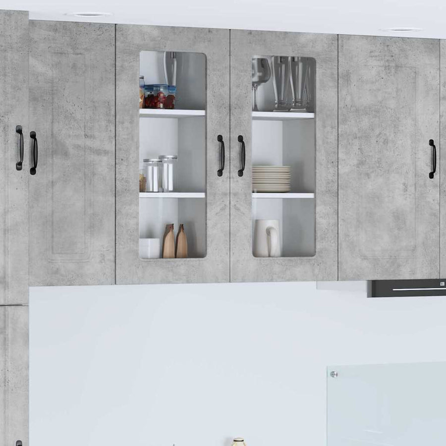 Keukenkast aan de muur Beton Grijs 40 x 31 x 80 cm Bewerkt hout