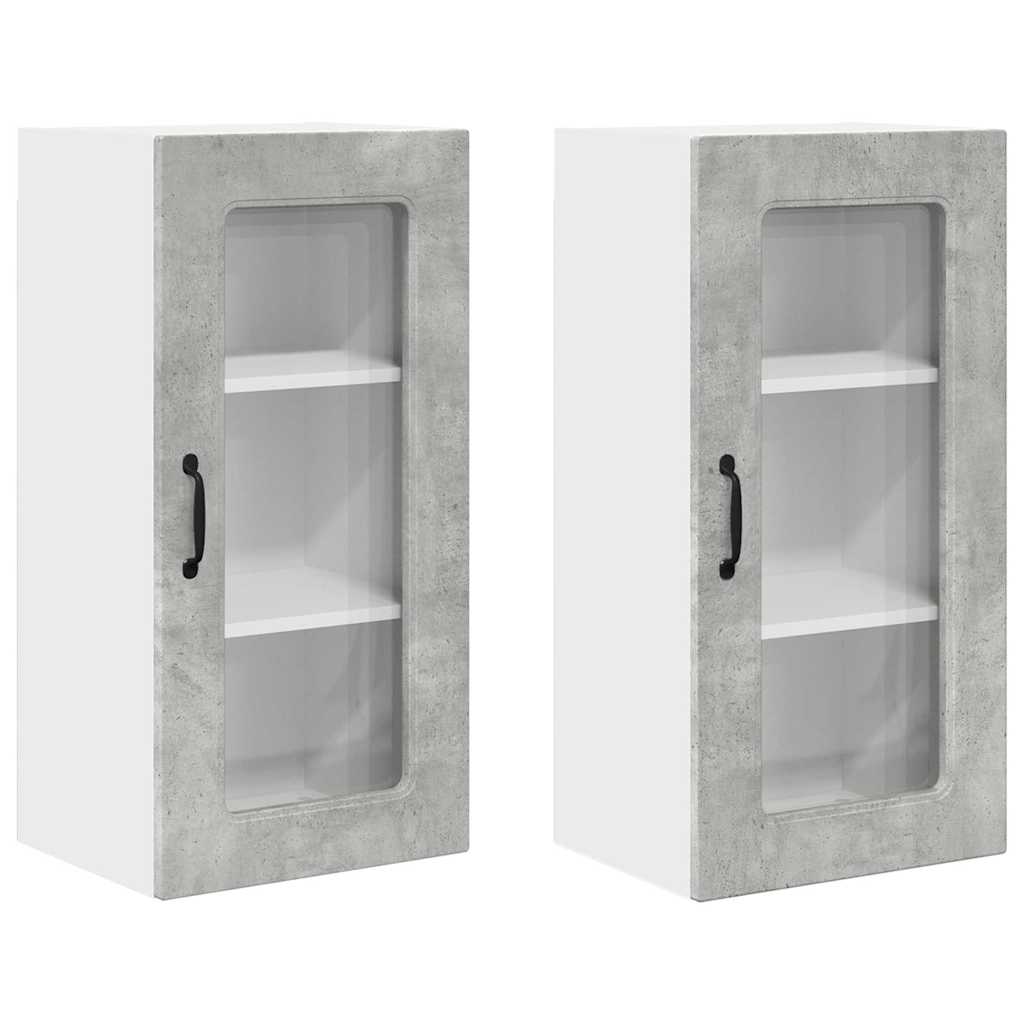 Keukenkast aan de muur 2 pcs Beton Grijs 40 x 31 x 80 cm